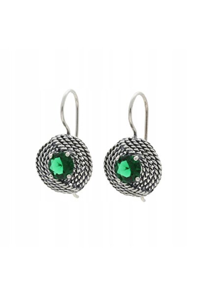 NO BRAND Cercei turban cu zirconiu cubic verde, argintii