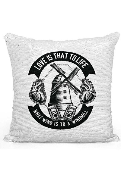 Generic Windmill Sequin Decorative Throw Pillow White/Black/Silver 40x40cm