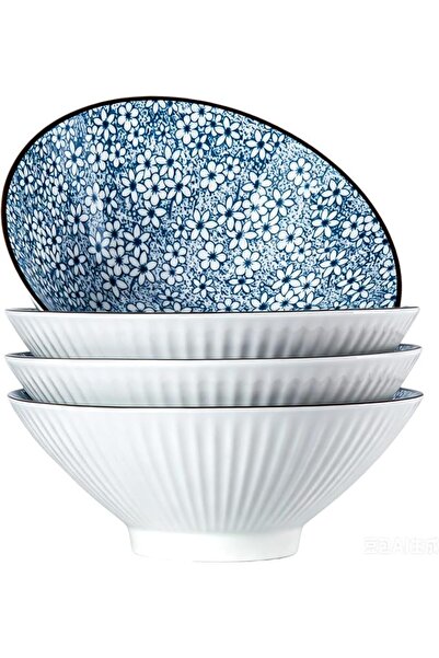GENERAL Japanese Ramen Bowls Set of 4 887ml (30 oz) Large Ceramic Bowls 20cm ...
