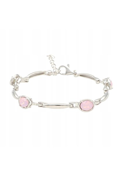 NO BRAND Brățară roz cu cristale Swarovski în formă de trandafir