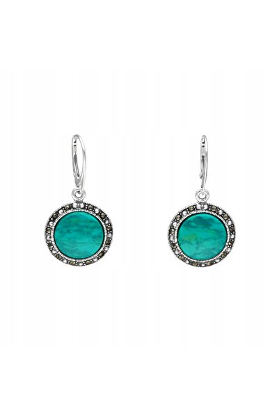 NO BRAND Cercei de argint cu chryzocolla și marcasit