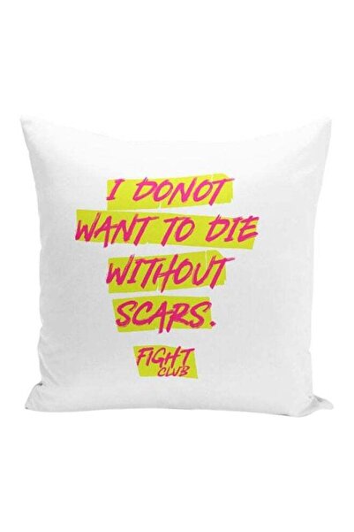 Generic Scars Quote From Fight Club Printed Decorative Pillow White/Orange 16...
