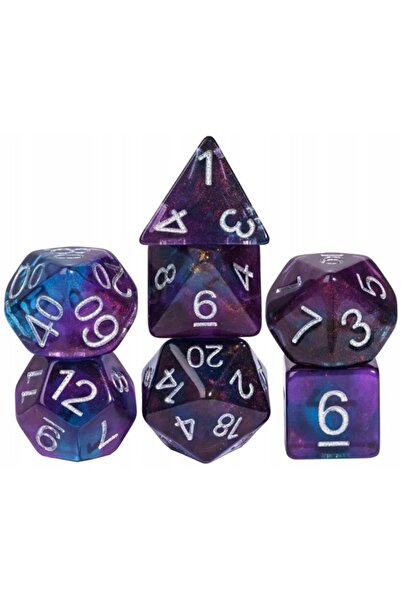 NO BRAND Set de 7 zaruri mov D4-20 K20 pentru jocuri de rol, jocuri de societ...