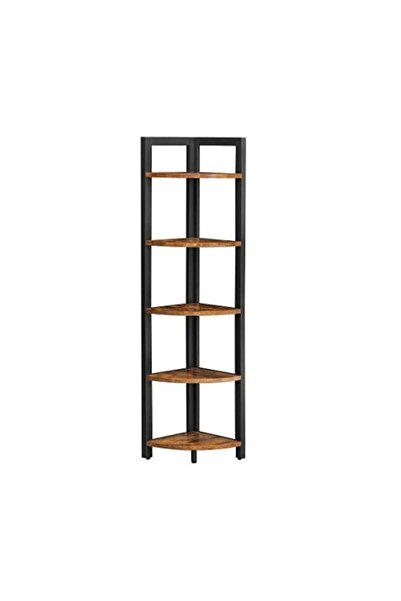 VASAGLE Etajeră de colț cu 5 rafturi, stil industrial, Maro rustic/Negru, 30 ...