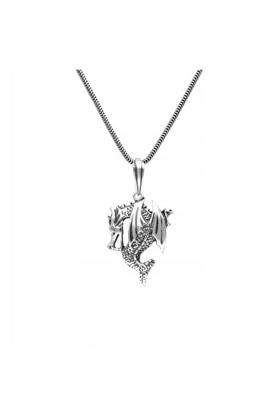 NO BRAND Wisior dragon de fum argint oxidat