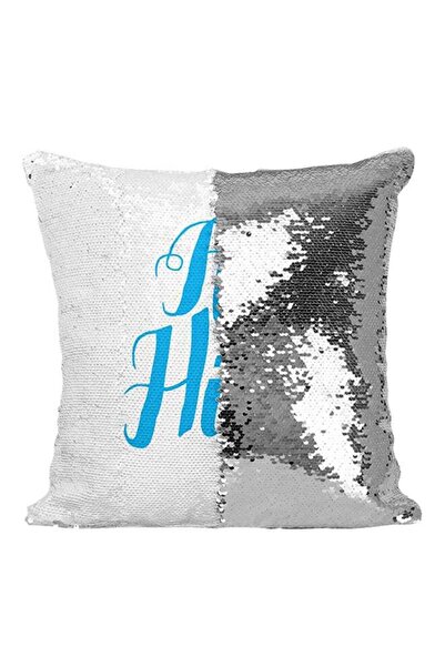 Generic Fly High Sequined Throw Pillow Silver/White/Blue 16x16inch