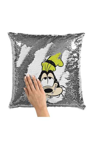 Generic Bored Dog Goofy Sequin Throw Pillow With Stuffing Multicolour 16x16inch