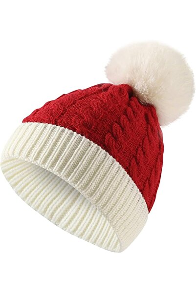 GENERAL Big Head Women Outdoor Solid Color Christmas Knitted Cotton Hat Sunsc...