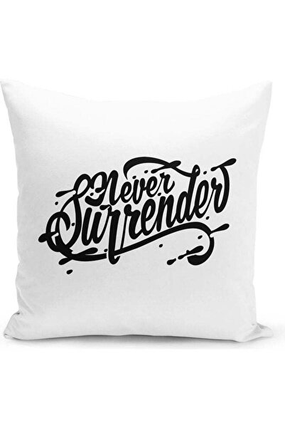 Generic Never Surrender Quote Themed Decorative Throw Pillow White/Black