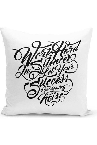 Generic Work Hard Silence Quote Decorative Pillow Multicolour