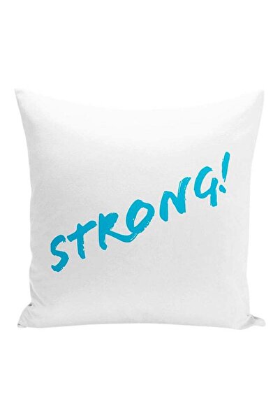 Generic Strong Friends Motivational Decorative Pillow White/Blue 16x16inch