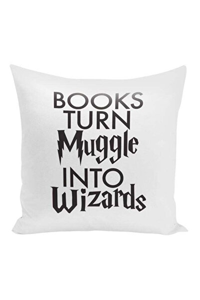 Generic Muggle Quote Printed Decorative Pillow White/Black 16x16inch