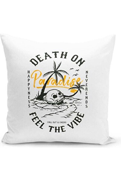 Generic Death On Paradise Themed Decorative Throw Pillow White/Black 40x40cm