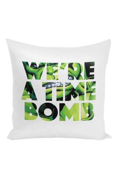 Generic Hulk Quote Printed Decorative Pillow White/Green/Black 16x16inch