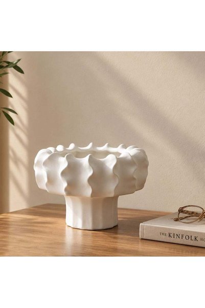 Generic Mirabella White Ceramic Vase 22.5x15.7cm Modern Minimal Home Décor
