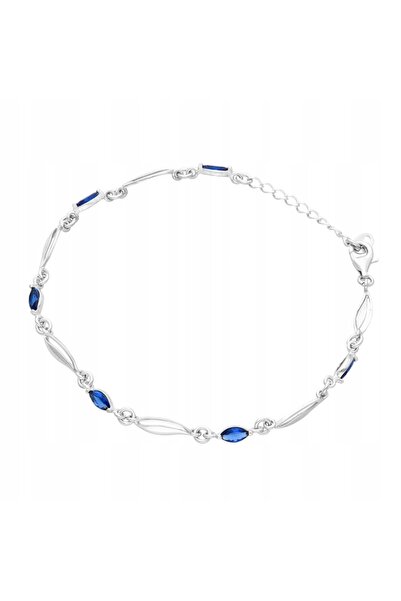 NO BRAND Brățară cu zirconiu safir argintiu