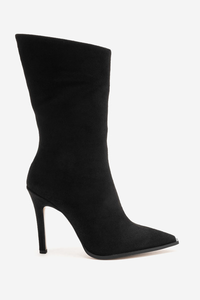 Ayakkabı Ateşi Botine de damă din piele intoarsa neagra, cu varf ascutit, cu ...