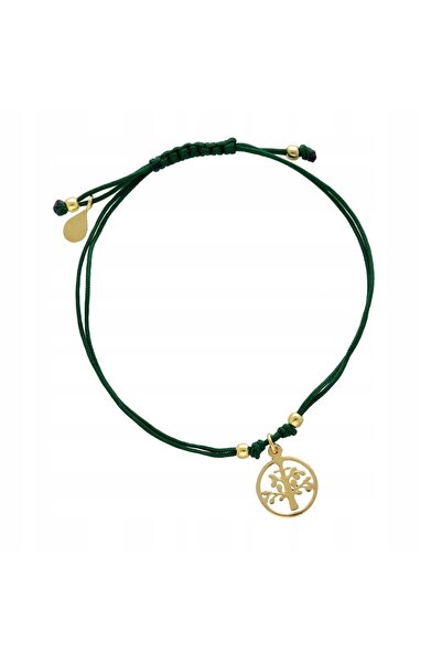 NO BRAND Brățară șnur copac norocos verde
