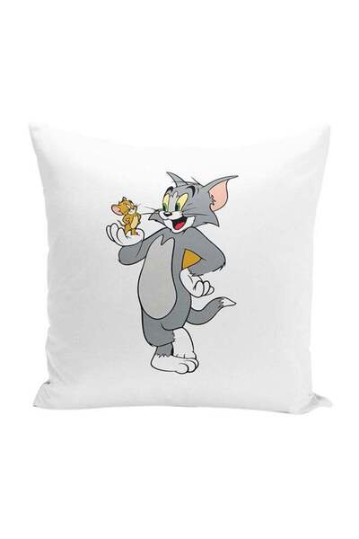 Generic Tom And Jerry Are Friends Throw Pillow With Stuffing Multicolour 16x1...