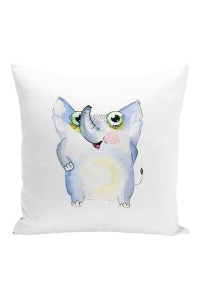 Generic Cartoon Elephant Decorative Pillow White/Green/Blue 16x16inch