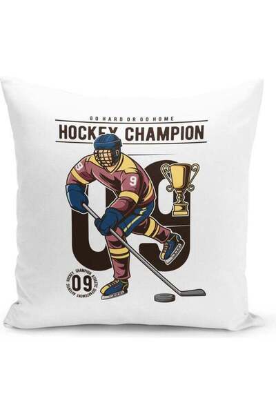 Generic Hockey Championship Themed Decorative Throw Pillow Multicolour