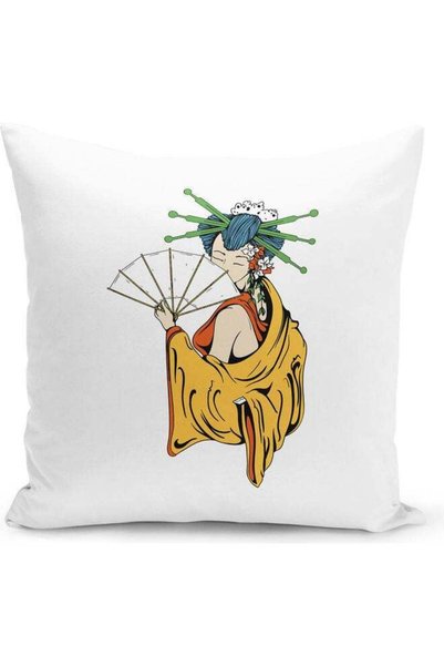 Generic Kimonos Fan Design Printed Decorative Pillow Multicolour