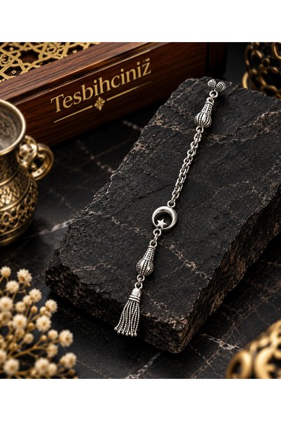 tesbihciniz Kaplama Ay Yıldız Detaylı Tesbih Püskülü