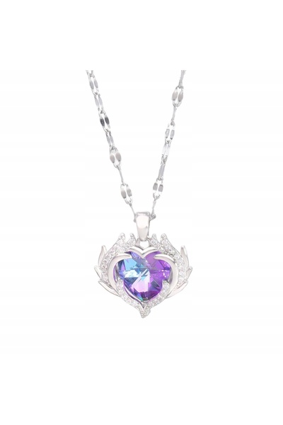 NO BRAND Colier Inimă de Argint Cristal Aurora Inimă Mistică Zirconiu Stl Noble