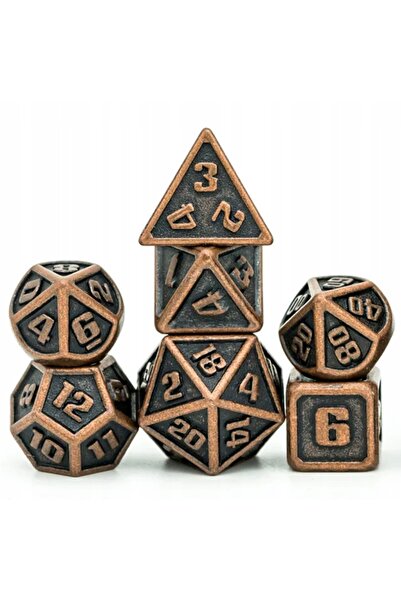 NO BRAND Set de 7 zaruri mini metalice din bronz D4-20 K20 RPG D&D MTG Joc de...