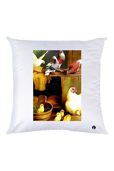Generic Birds Printed Decorative Throw Pillow White/Yellow/Red 30x30cm