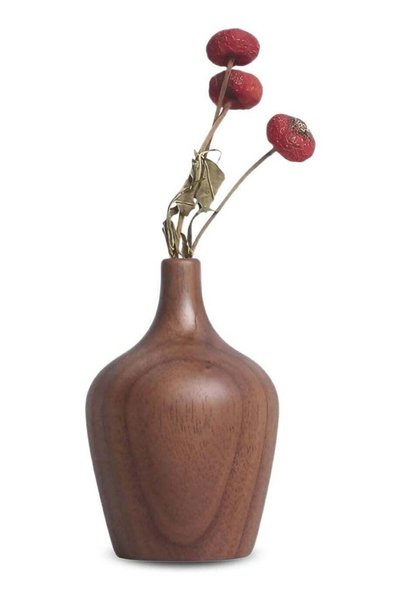 Generic Mini Dried Flower Wooden Vase 7x4.5cm Small Wood Bouquet Vase Handmad...