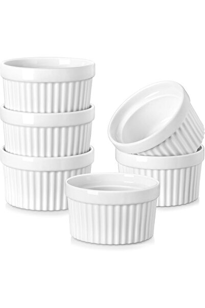 Malacasa Ramekins 6 oz Oven Safe, Porcelain Creme Brulee Ramekins Pudding Cus...