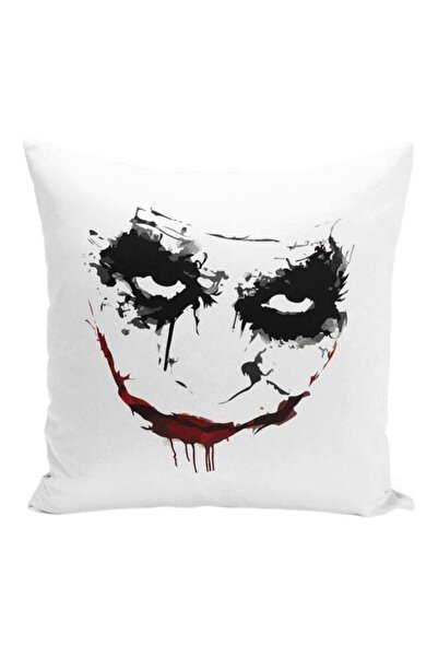 Generic Joker Printed Decorative Pillow White/Black/Red 16x16inch