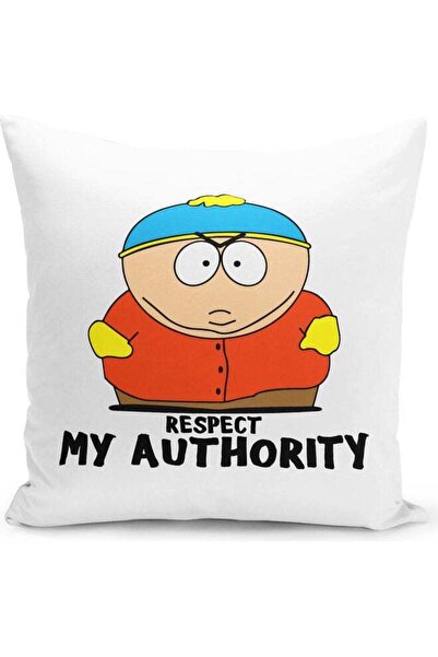 Generic Eric Cartman Respect My Authority Quote Themed Throw Pillow White/Bla...