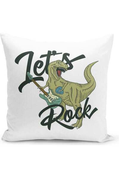 Generic Lets Rock Print Decorative Throw Pillow Multicolour