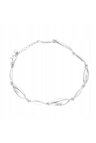 NO BRAND Brățară cu zirconiu cubic formă ovală argintie