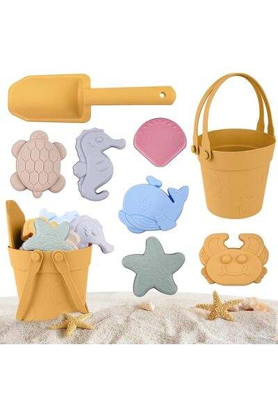 hotut Sand Toy Set for Children, 8 Pieces Beach Set Sand Toy, 8-in-1 Soft Sil...