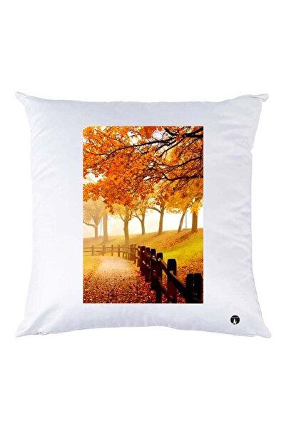 Generic Nature Printed Throw Pillow White/Green/Orange 30x30cm