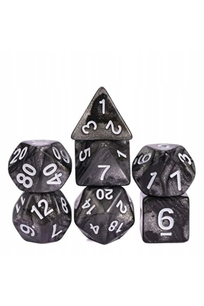 NO BRAND Set de 7 zaruri cu imprimeu alb-negru D4-20 K20 RPG D&D MTG Baldur's...