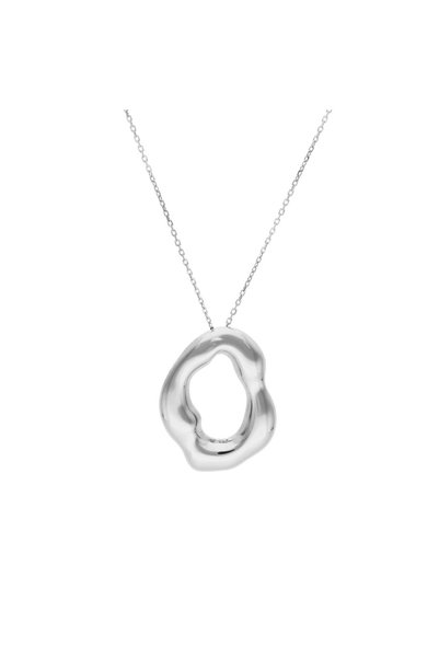 NO BRAND Colier oval cu formă organică, argintiu