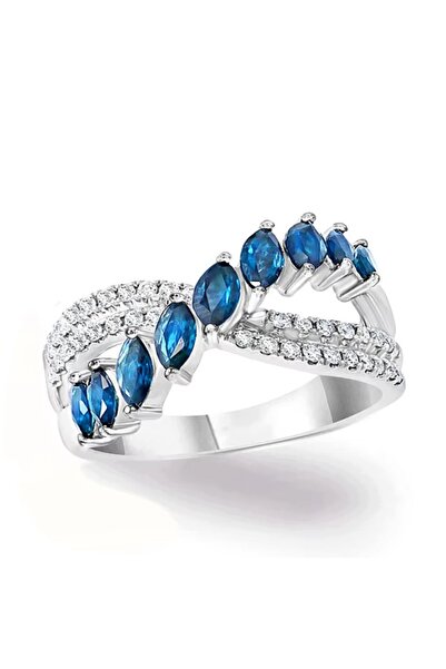 NO BRAND Inel de argint, mărimea 20, pietre de zirconiu, pietre de safir, oțe...