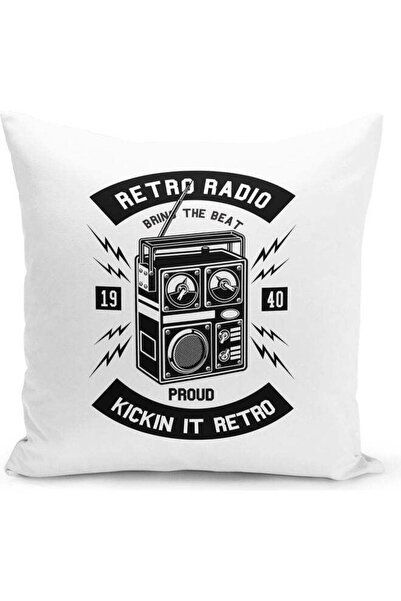Generic Retro Radio Decorative Throw Pillow White/Black