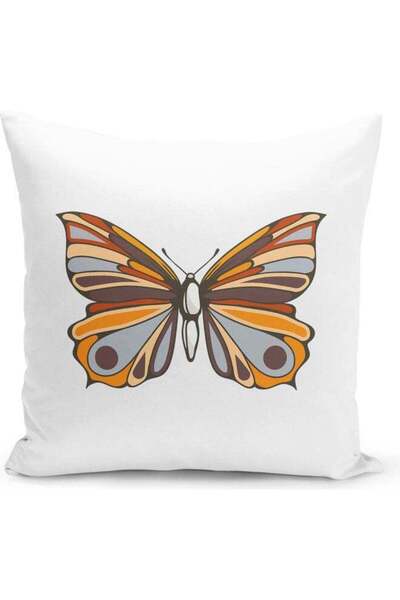 Generic Butterfly Printed Decorative Pillow Multicolour