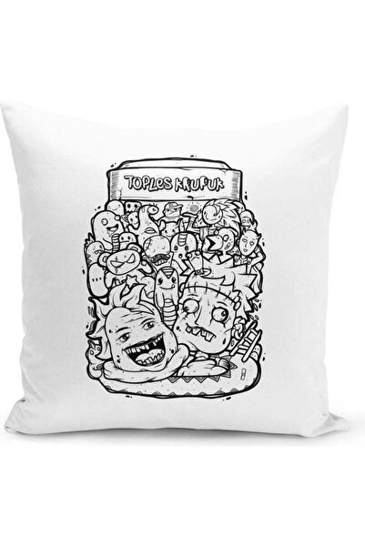 Generic Toples Krupuk Themed Decorative Throw Pillow White/Black