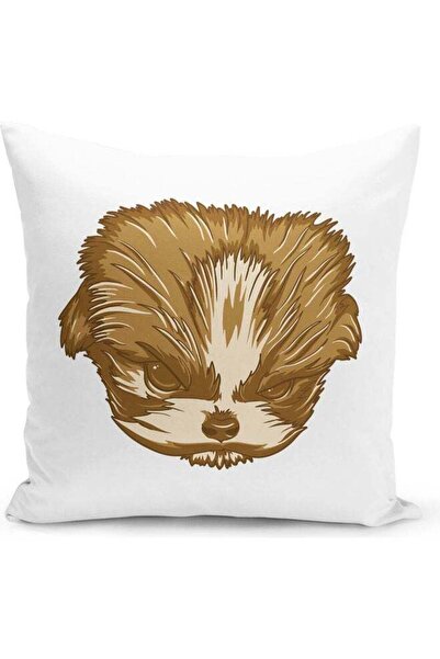 Generic Cute Dog Themed Decorative Throw Pillow White/Brown 40x40cm