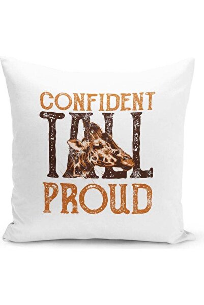 Generic Giraffe Themed Decorative Throw Pillow White/Black/Brown 40x40cm
