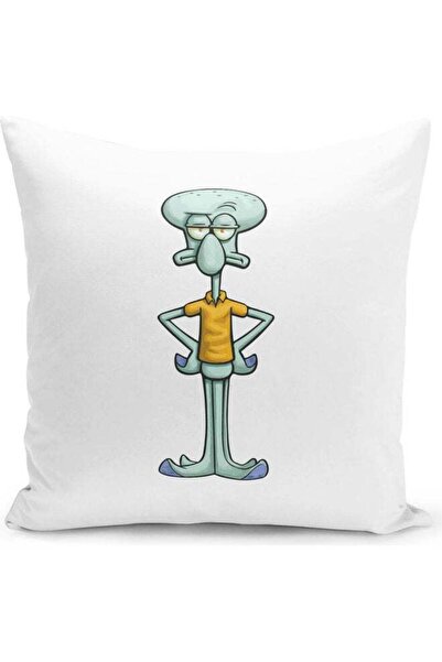 Generic Sad Spongebob Squidward Face Themed Throw Pillow White/Green/Yellow 1...