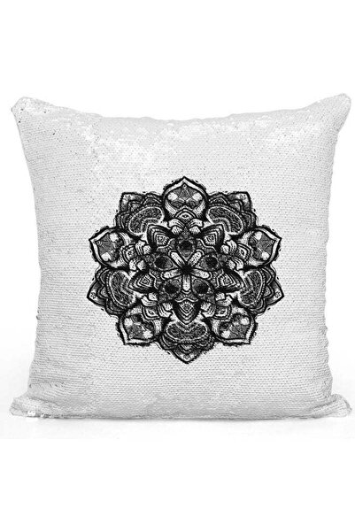 Generic Black Christmas Abstract Design Sequin Decorative Throw Pillow White/...