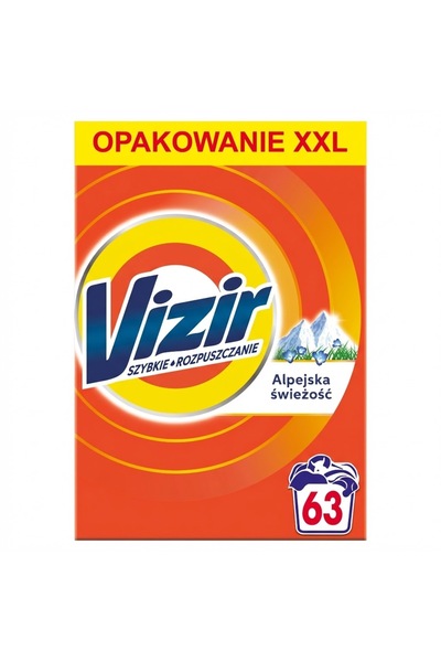 Vizir Detergent pudră de rufe Alpejska Freshness Pachet XXL 63 de spălări 3.4...