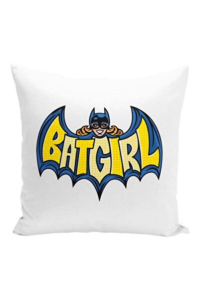 Generic Batgirl Printed Decorative Pillow White/Blue/Yellow 16x16inch